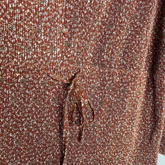 NWT Mikarose Ditzy Floral Accordian Pleat Long Sleeve Midi Dress V-Neck Plus 2X - Picture 6 of 9